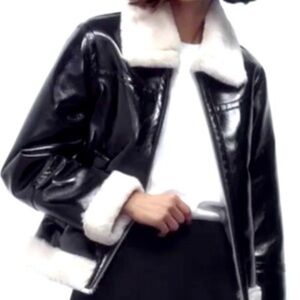 Zara Black and White Leather Jacket